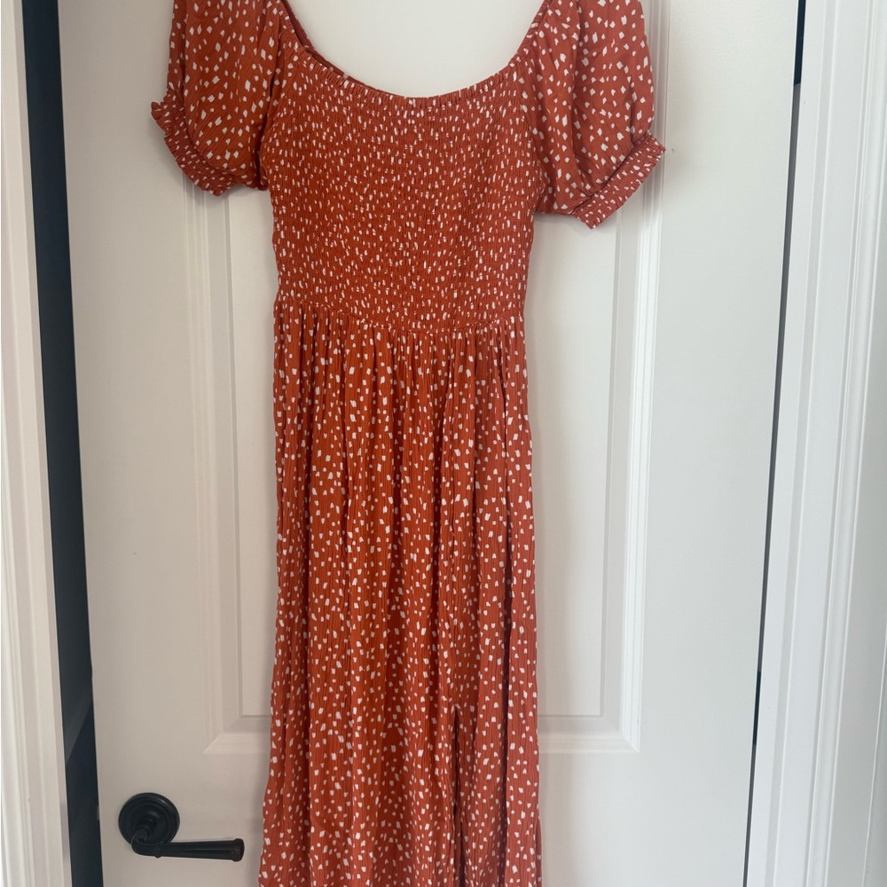 Roxy Terracotta Polka Dot Maxi Dress